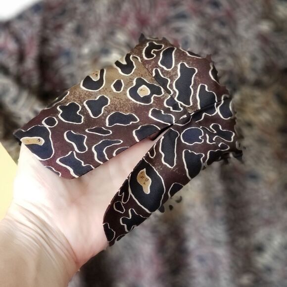 Tory Burch Silk Leopard Animal Print Tunic Blouse Brown Black Size 2 - Picture 6 of 10